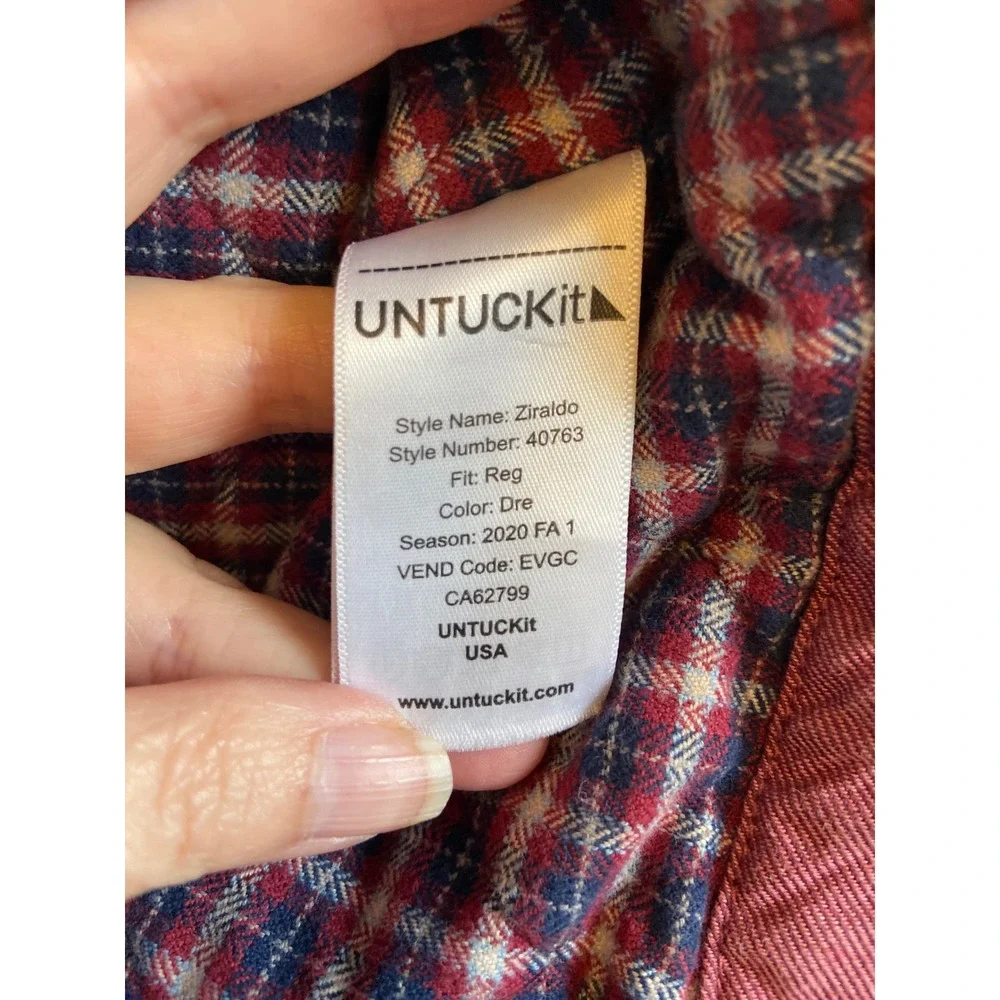 Untuckit Ziraldo Shirt Jacket Mens XL Dusty Rose Plaid Lined Cotton Shacket